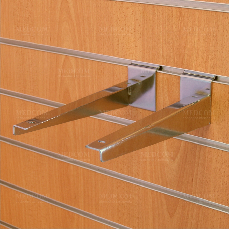 Shelf holder economical 250mm, one pair, chromium plated, for slatboard